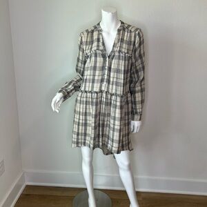 Sundance Black and Tan Bishop Sleeve V-Neck Dress